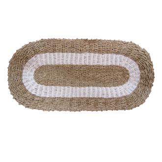 Oválny koberec z morskej trávy - Biela a piesková - Klasik - 60x120cm
